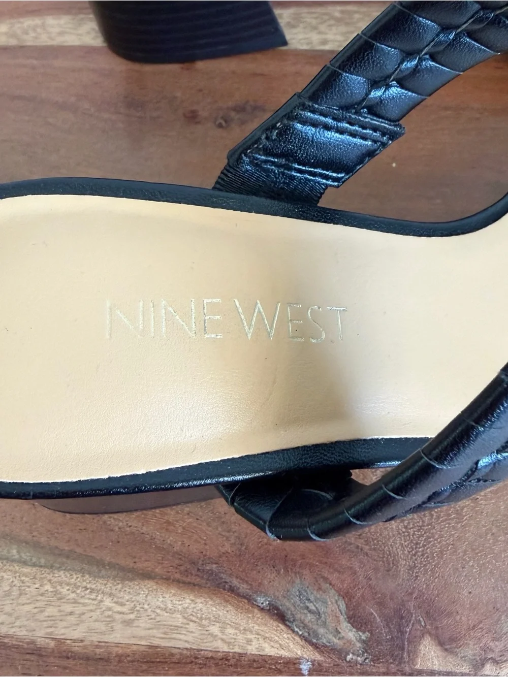 Nine West Black Braided Block Heels Square Toe Mules 6M